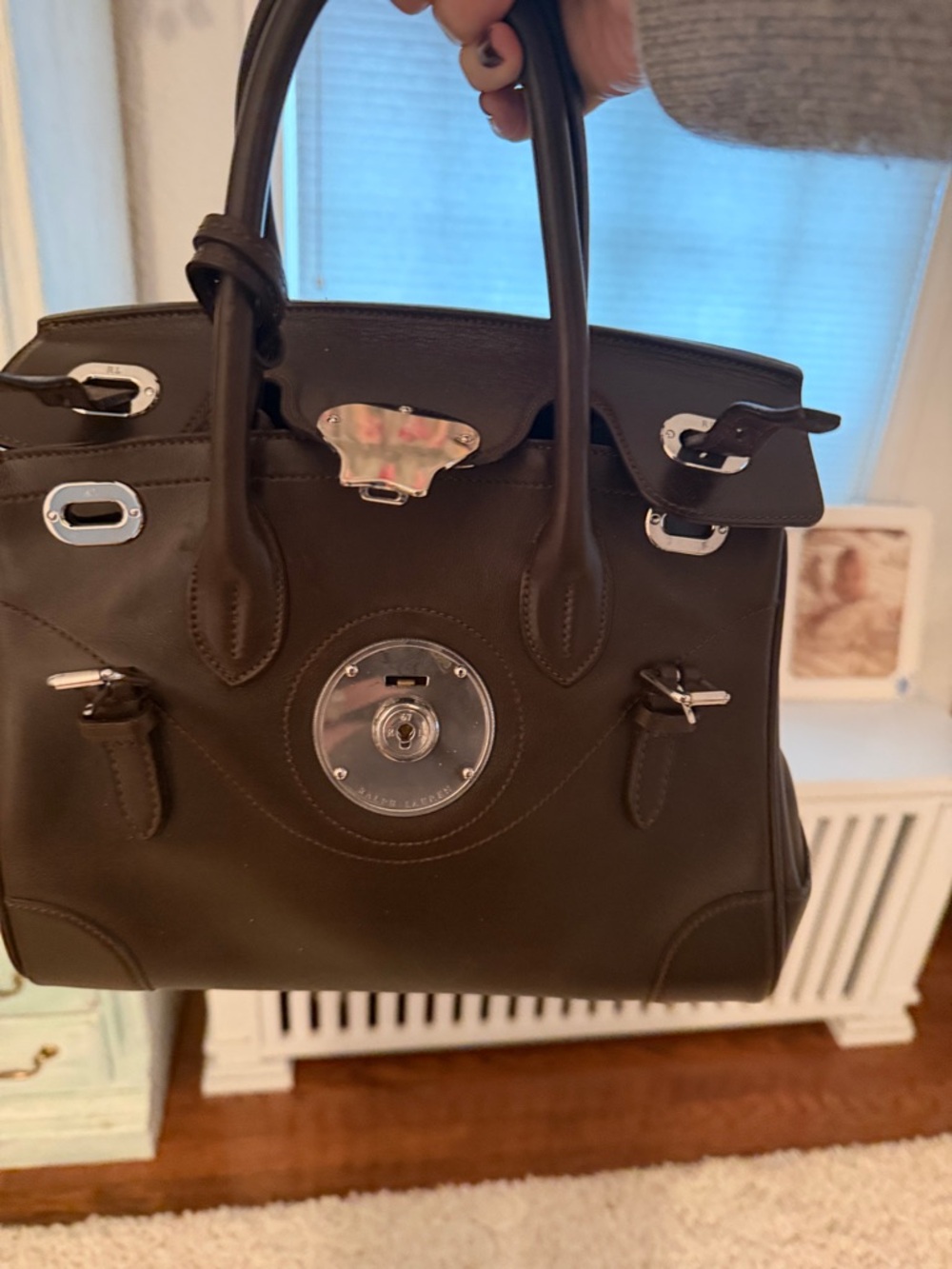Authentic Ralph Lauren Small Ricky Brown Leather Handbag - Picture 9 of 10